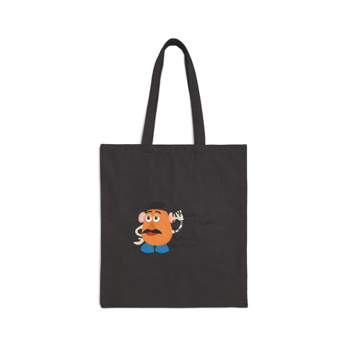 Funny Teacher Tote Bag - "I Teach People to Talk Back" Cartoon Mr. Potato Head Design
